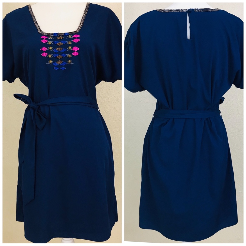 Banana Republic Dress Beaded Neckline Shirt Dress